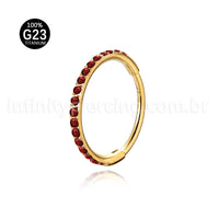 Piercing Argola Segmentada Titânio 1 Fileira Zircônia Cravejada