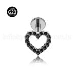 Piercing Labret Titânio Coração Vazado Zircônia