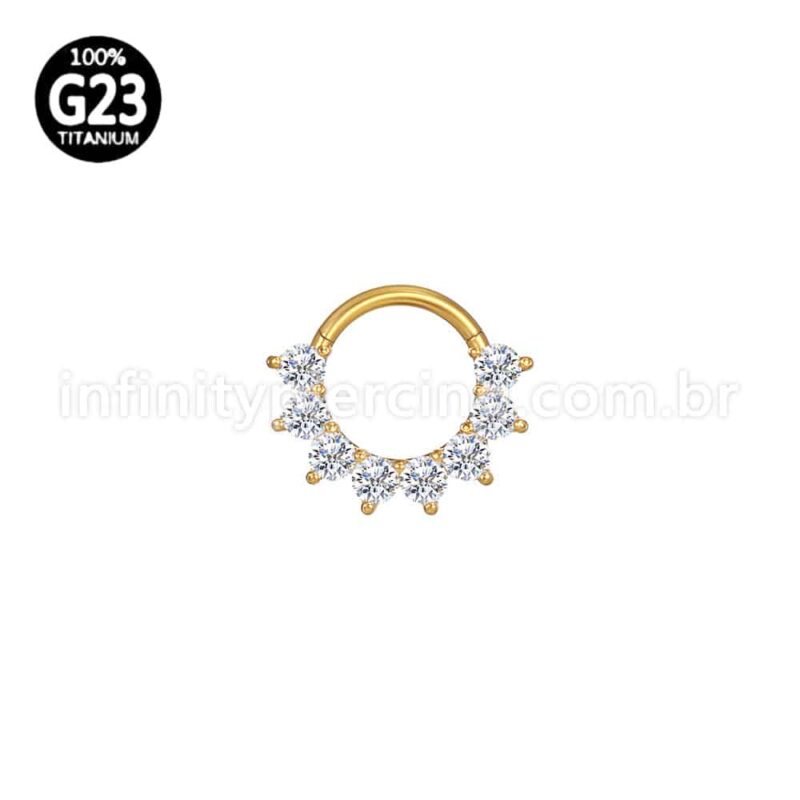 Piercing Argola Titânio Segmento Articulado Zircônia Cravejada