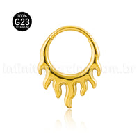 Piercing Argola Titânio Segmento Articulado Detalhe Fogo