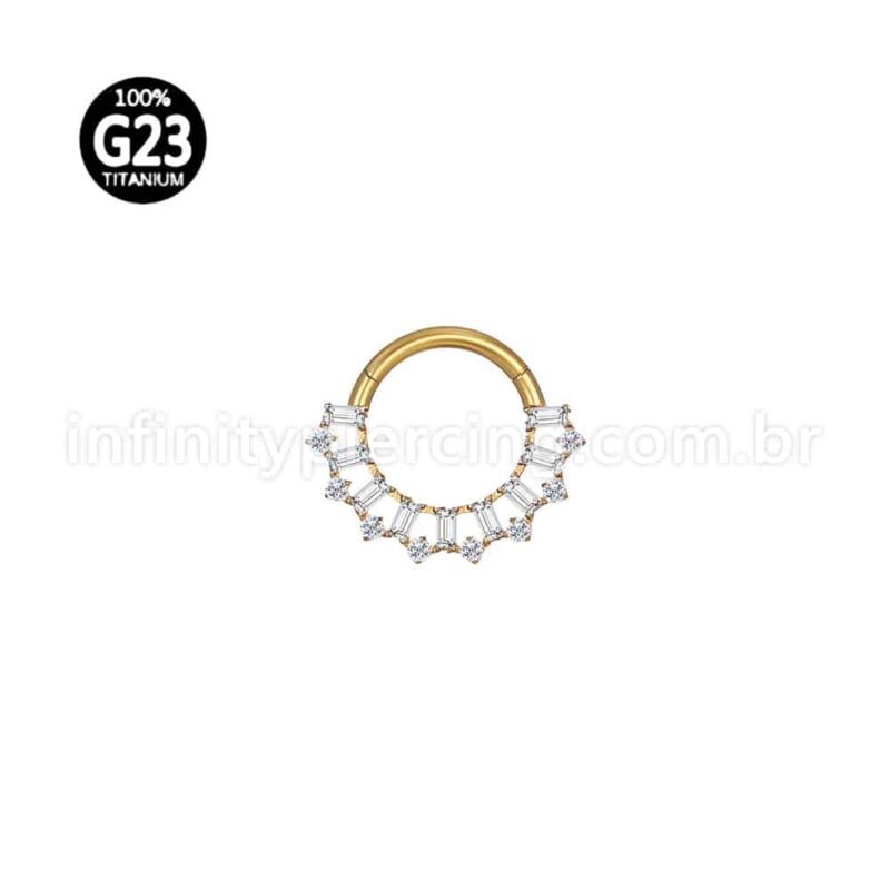 Piercing Argola Titânio Detalhes Zircônia Cravejada