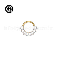 Piercing Argola Titânio Detalhes Zircônia Cravejada
