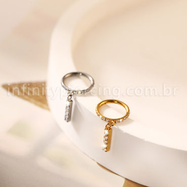Piercing Argola Titânio Zircônia Cravejada Pingente Barra