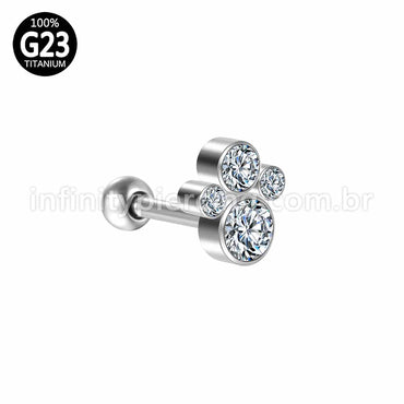 Piercing MiniBarbell Titânio Indiano Zircônia