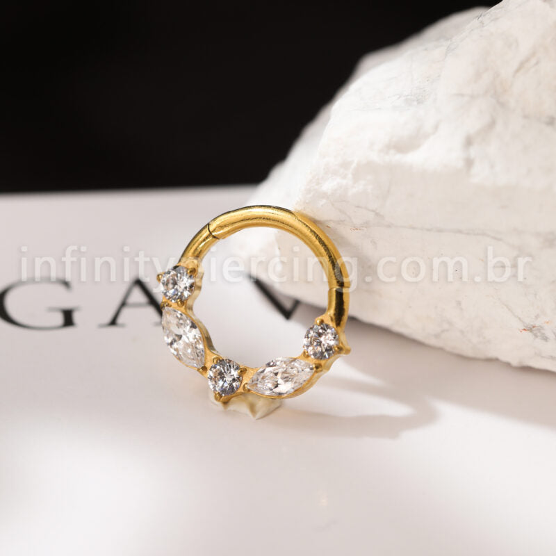 Piercing Argola Titânio Segmento Articulado Zircônia Cravejada