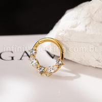 Piercing Argola Titânio Segmento Articulado Zircônia Cravejada
