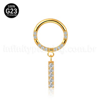 Piercing Argola Titânio Zircônia Frontal Com Pingente Barra