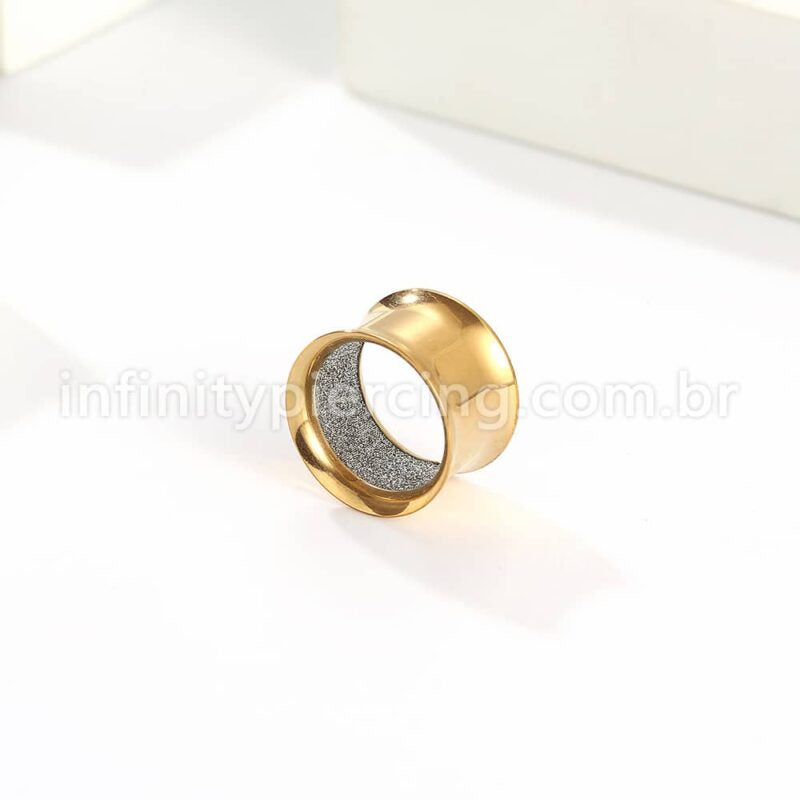 Alargador Aço Cirúrgico Gold Liso Brilho Interno