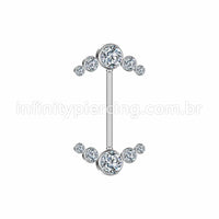 Piercing Mamilo Push Pin Aço Cirúrgico Indiano Zircônia