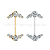 Piercing Mamilo Push Pin Aço Cirúrgico Indiano Zircônia