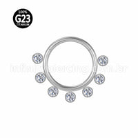 Piercing Argola Titânio Segmento Articulado 7 Zircônias