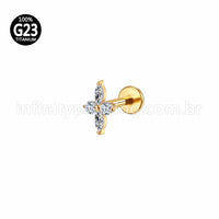 Piercing Labret Titânio Flor Zircônia