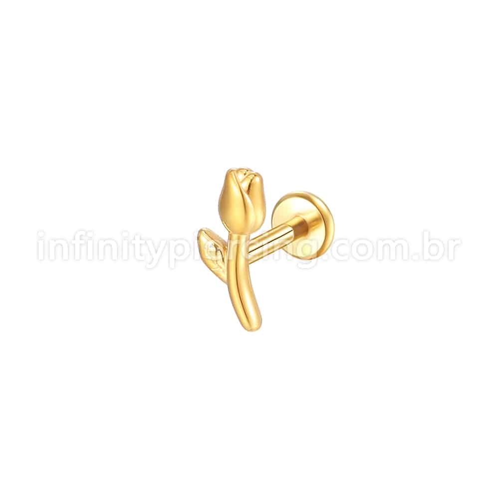 Piercing Labret Aço Cirúrgico Rosa
