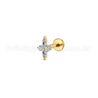 Piercing Labret Aço Cirúrgico Flor Zircônia