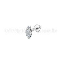 Piercing Labret Aço Cirúrgico Indiano Zircônia