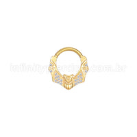 Piercing Argola Aço Cirúrgico Morcego Zircônia Cravejada