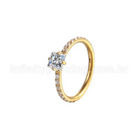 Piercing Argola Segmentada Aço Cirurgico Zircônia Pedra Quadrada