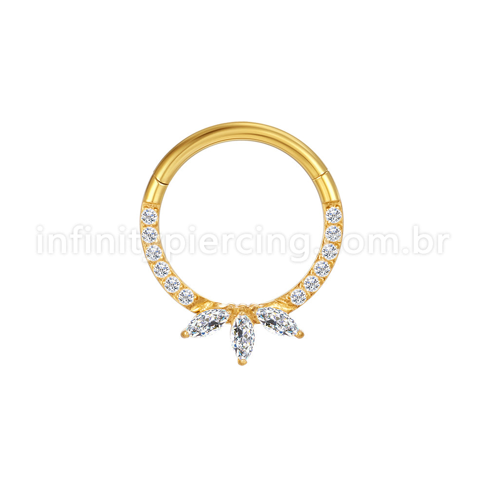 Piercing Argola Aço Cirúrgico Segmento Articulado Zircônia Cravejada