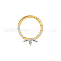 Piercing Argola Aço Cirúrgico Segmento Articulado Zircônia Cravejada