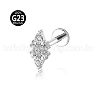 Piercing Labret Titânio 4 Zircônias