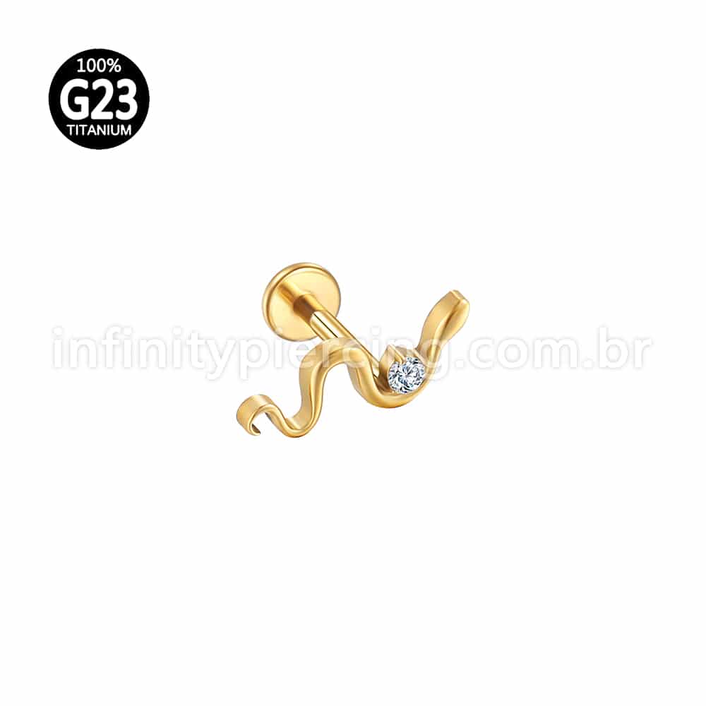Piercing Labret Titânio Cobra Zircônia
