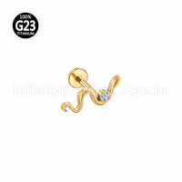 Piercing Labret Titânio Cobra Zircônia