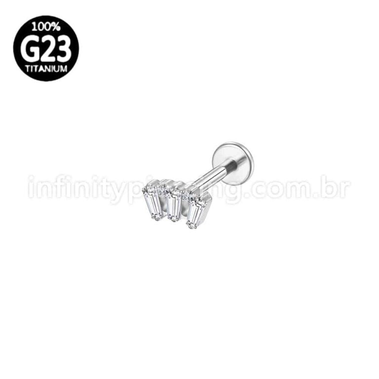 Piercing Labret Titânio 3 Zircônia Retangular