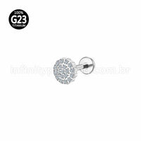Piercing Labret Titânio Flor Zircônia Cravejada