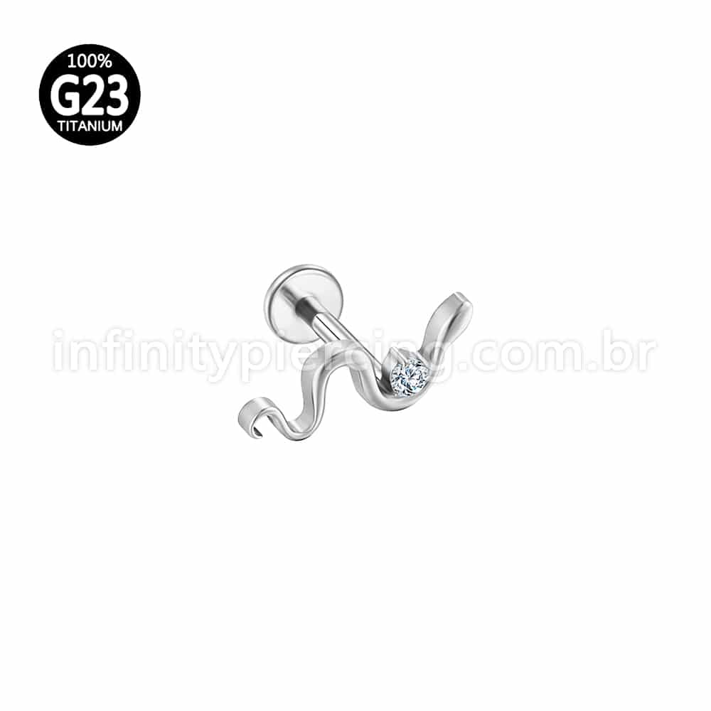Piercing Labret Titânio Cobra Zircônia