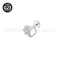 Piercing Labret Titânio Coração Com Flor De Zircônia
