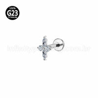 Piercing Labret Titânio Flor Zircônia