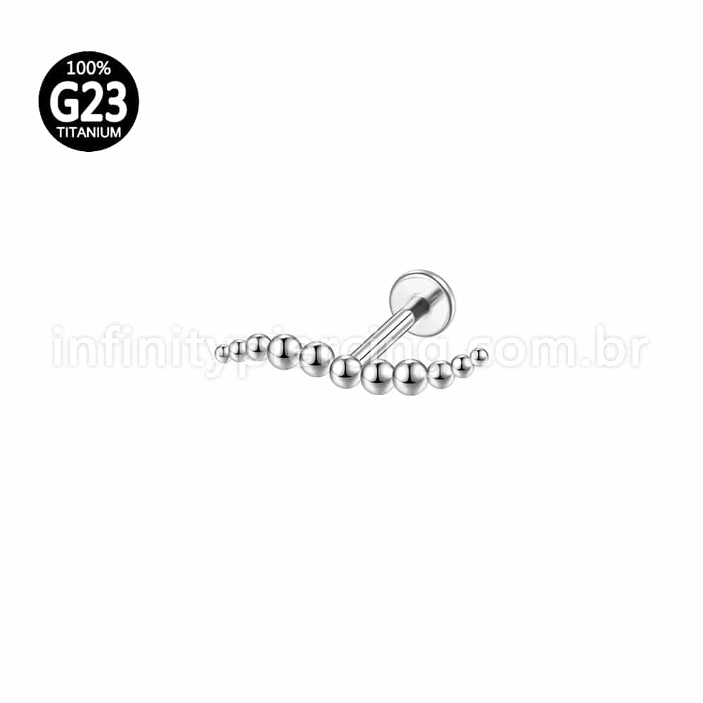 Piercing Labret Titânio Bolinhas Curvas