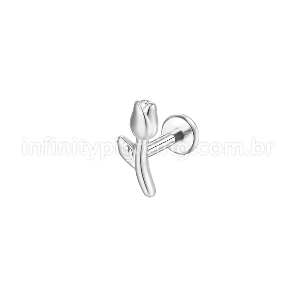 Piercing Labret Aço Cirúrgico Rosa