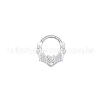 Piercing Argola Aço Cirúrgico Morcego Zircônia Cravejada