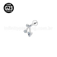 Piercing Labret Titânio Cereja Zircônias Cravejadas