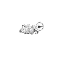 Piercing Labret Aço Cirúrgico 3 Pedras  Zircônia Cravejada