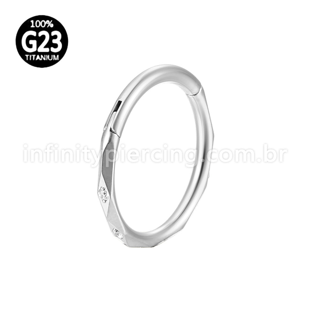 Piercing Argola Titânio Detalhada Com Zircônia