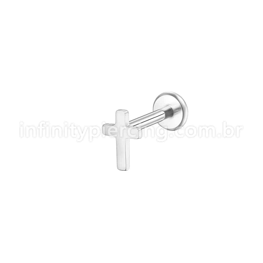 Piercing Labret Aço Cirúrgico Cruz