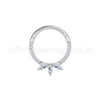 Piercing Argola Aço Cirúrgico Segmento Articulado Zircônia Cravejada