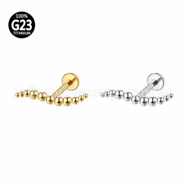 Piercing Labret Titânio Bolinhas Curvas