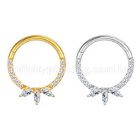 Piercing Argola Aço Cirúrgico Segmento Articulado Zircônia Cravejada