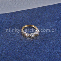 Piercing Argola Titânio Segmento Coração Em Zircônia Cravejada 1,2X8 10446