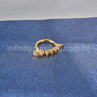 Piercing Argola Titânio Segmento Articulado Peixe Zircônias Cravejadas