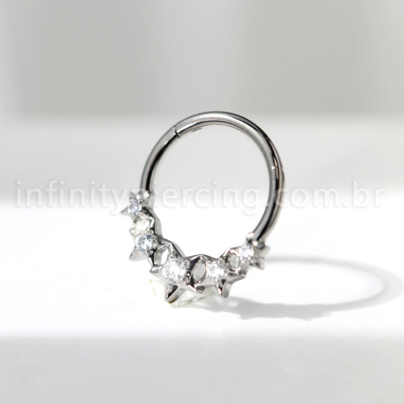 Piercing Argola Titânio Estrelas Com Zircônia