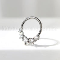 Piercing Argola Titânio Estrelas Com Zircônia