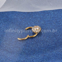 Piercing Argola Aço Cirúrgico Segmento Articulado Flor Zircônia