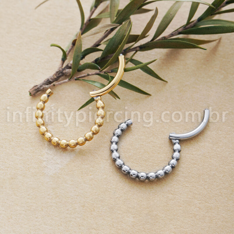 Piercing Argola Titânio Segmento Articulado Bolinhas