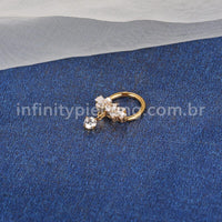 Piercing Argola Aço Cirúrgico Laço Com Pingente Zircônia