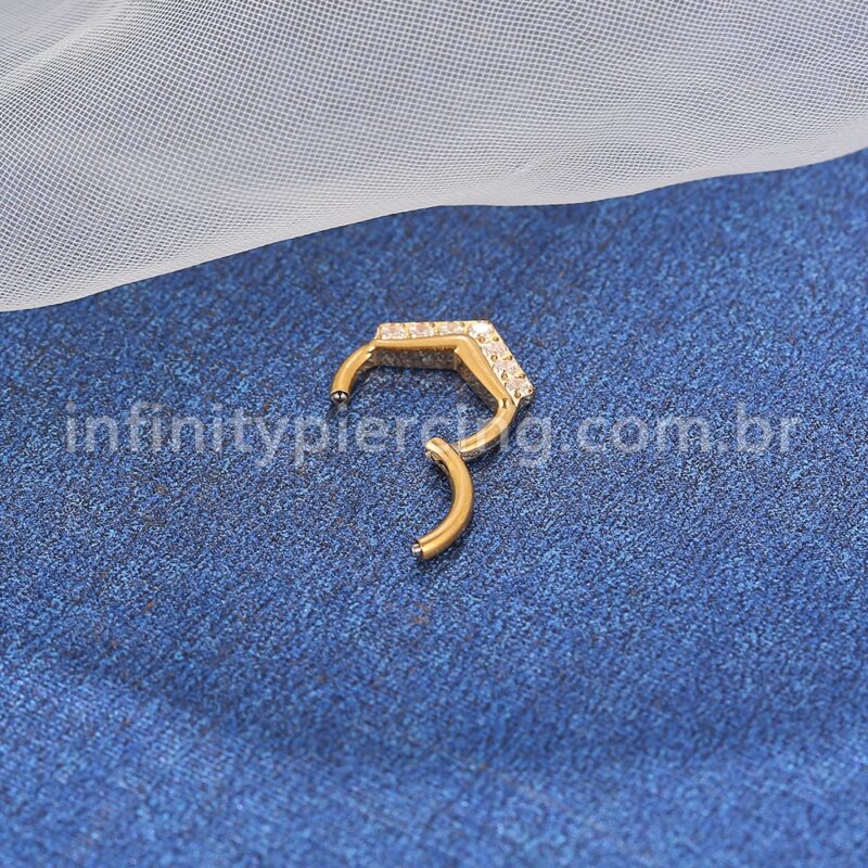 Piercing Argola Gota Titânio Segmento Articulado Zircônia