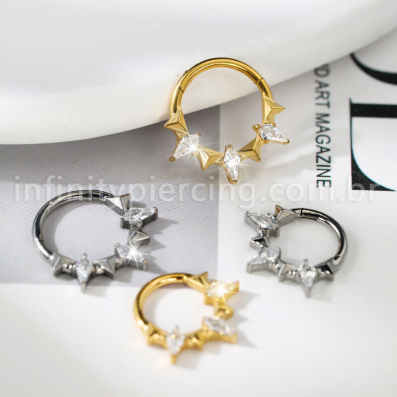 Piercing Argola Titânio Zircônia Cravejada